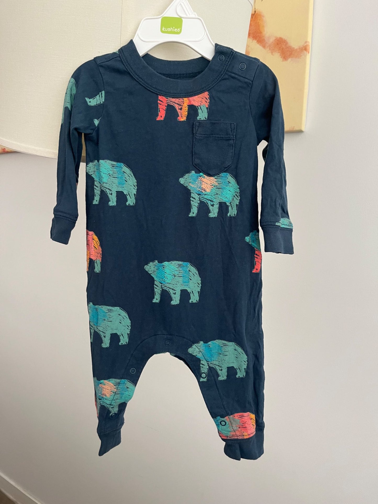 Tea (from Purr Petite) Bear Print Pocket Romper - Retail $60, Kids 6 Month (3-6M)