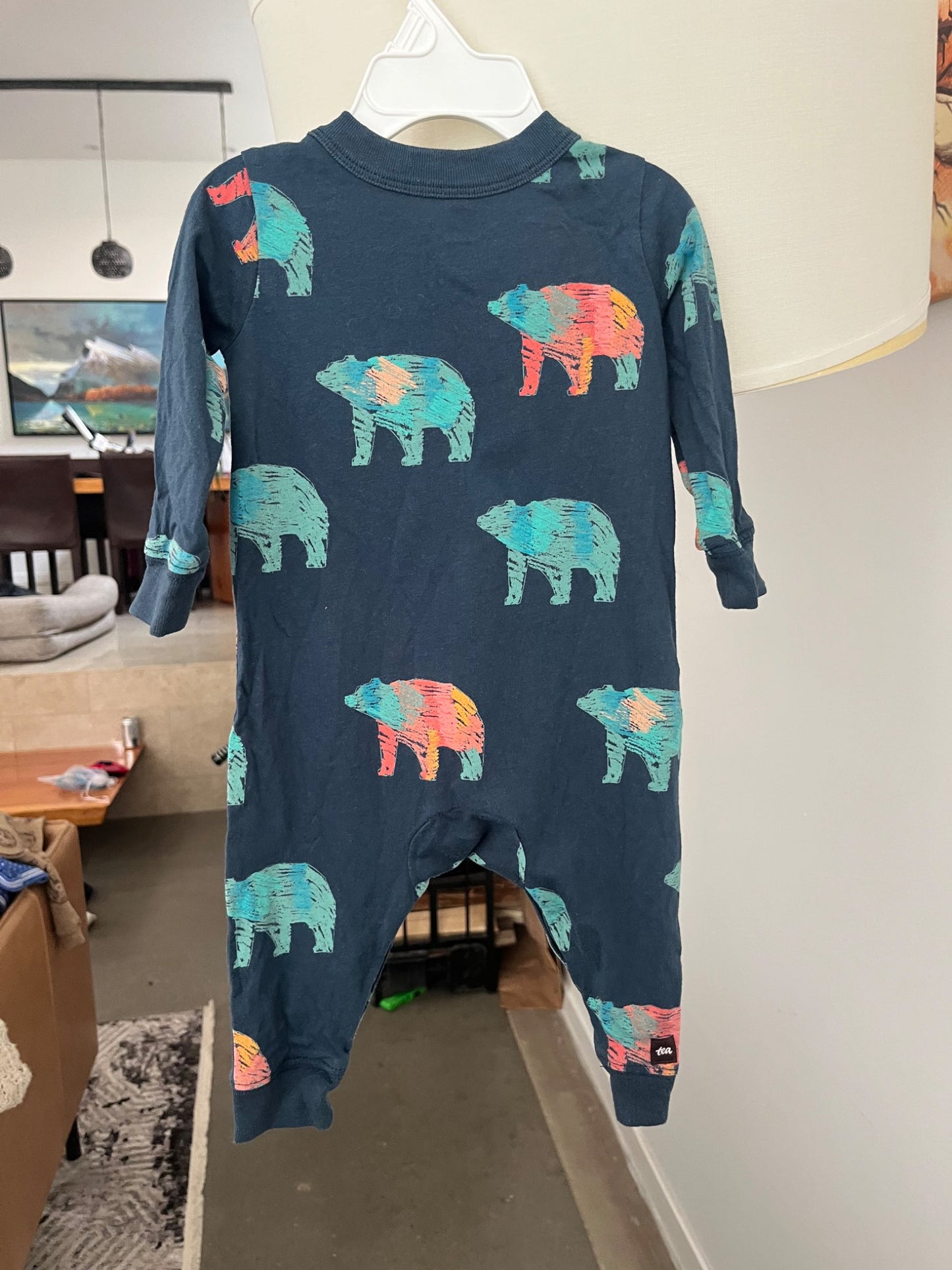 Tea (from Purr Petite) Bear Print Pocket Romper - Retail $60, Kids 6 Month (3-6M)