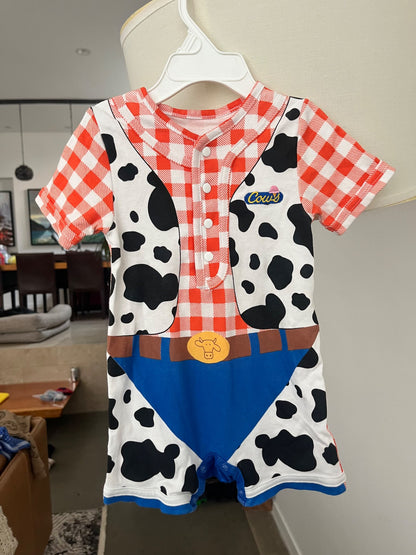 Cows Cowboy Romper , Kids 9 Month (6-9M)