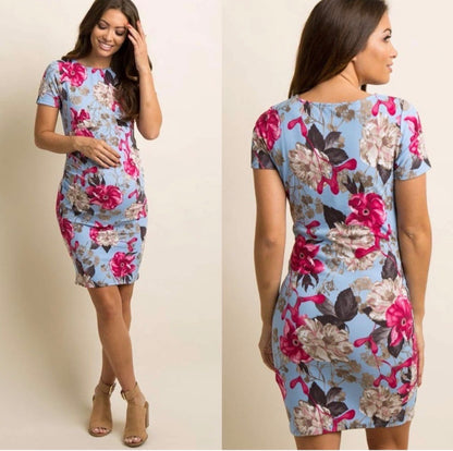 PinkBlush Floral Short Sleeve Maternity Dress , Maternity S (4-6)