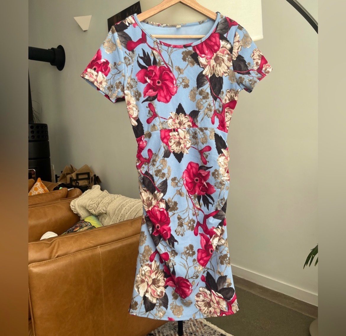 PinkBlush Floral Short Sleeve Maternity Dress , Maternity S (4-6)