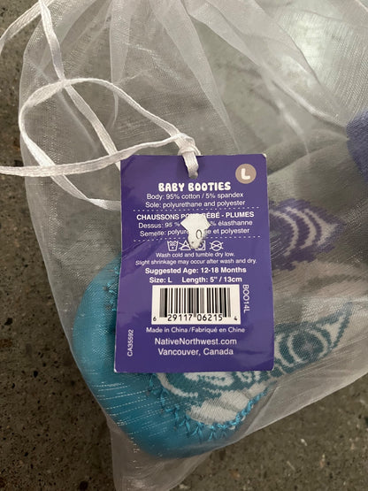 Native Northwest indigenous Art Baby Booties , Shoes 4.5 (Walkers:12-24 mth)