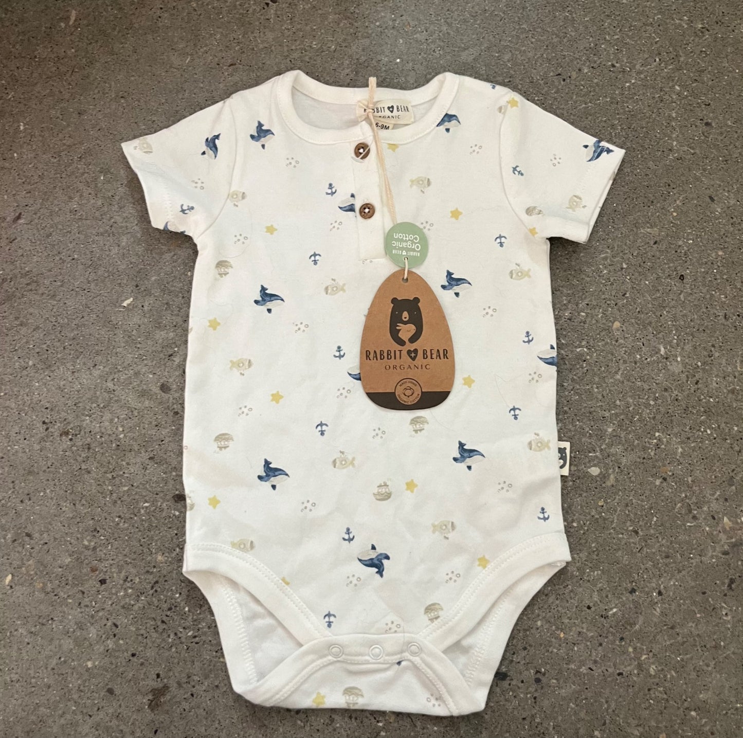 NWT Rabbit + Bear Organic Cotton Bodysuit , Kids 9 Month (6-9M)