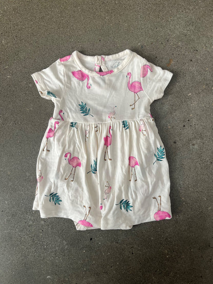 Flamingo PurelySoft by Carters Short-Sleeve Bodysuit Dress, Kids 3 Month (0-3M)