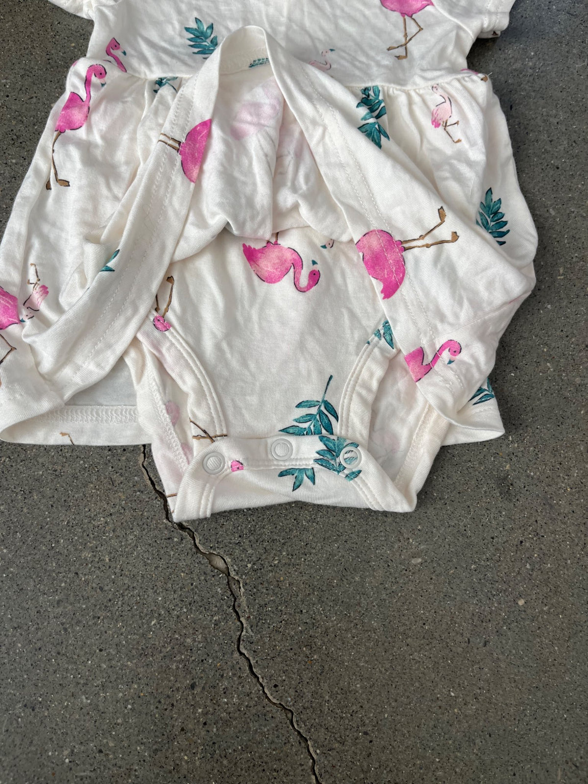 Flamingo PurelySoft by Carters Short-Sleeve Bodysuit Dress, Kids 3 Month (0-3M)