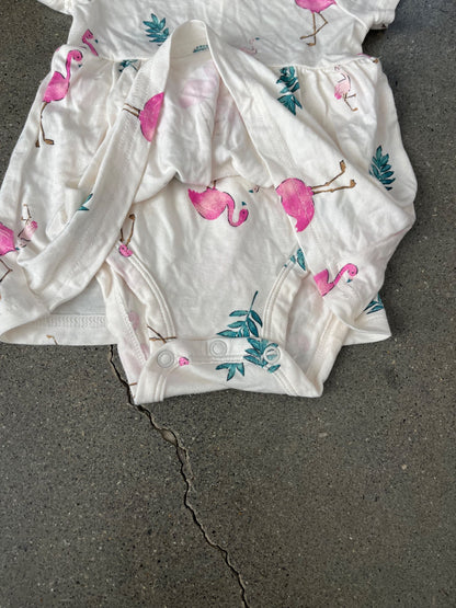 Flamingo PurelySoft by Carters Short-Sleeve Bodysuit Dress, Kids 3 Month (0-3M)