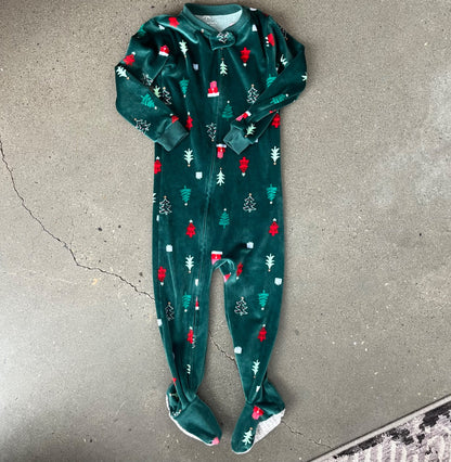 Carter’s Christmas Tree Print Velour Long-Sleeve One Piece pyjamas, Kids 2T