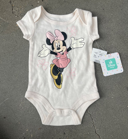 NWT Disney Baby Minnie Mouse Short Sleeve Bodysuit , Kids 3 Month (0-3M)