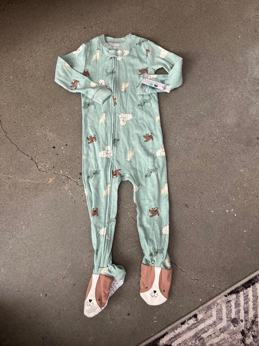 NWT Carter's Dog Print 2-Way Zip Cotton Sleep & Play Pajamas, Kids 2T