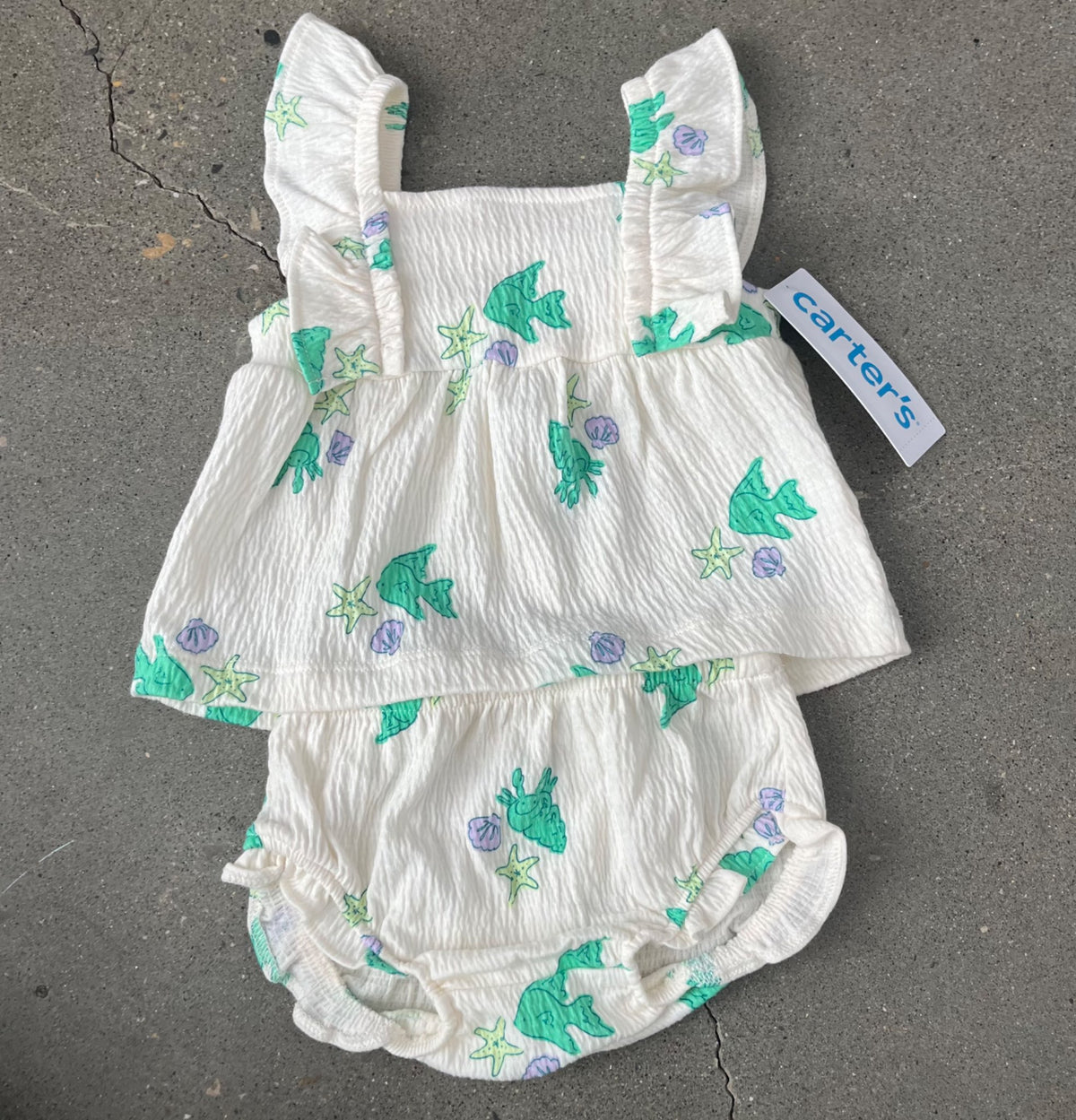 NWT Baby Girl 2-Piece Fish Top & Short Set (Retail $28), Kids 3 Month (0-3M)