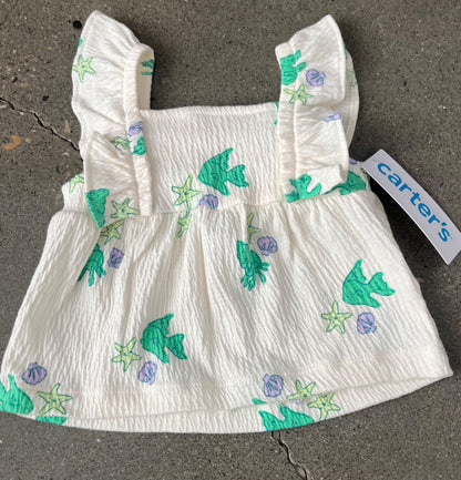 NWT Baby Girl 2-Piece Fish Top & Short Set (Retail $28), Kids 3 Month (0-3M)