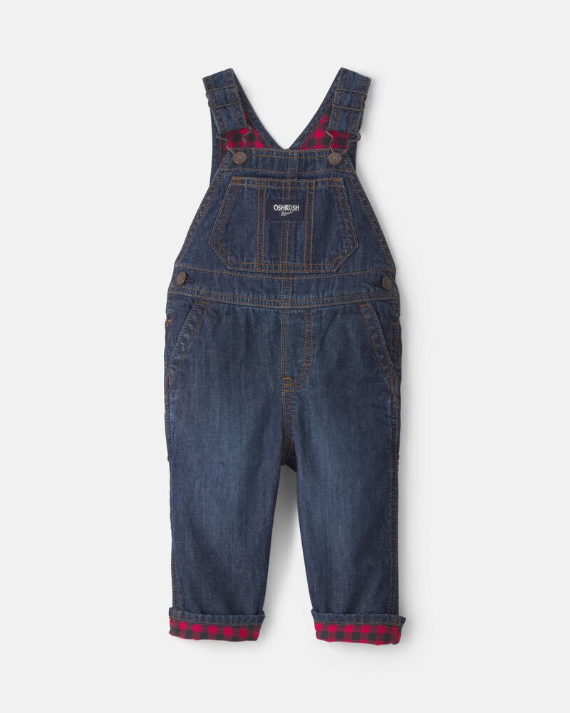 NWT OshKosh Buffalo Check Denim Overalls , Kids 2T