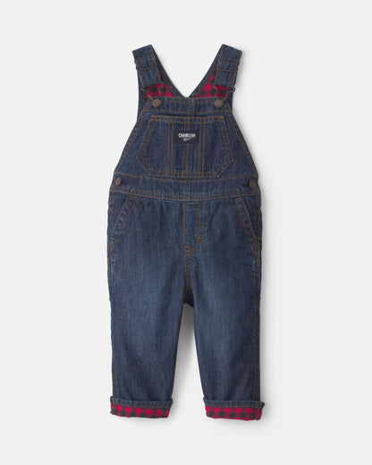 NWT OshKosh Buffalo Check Denim Overalls , Kids 2T