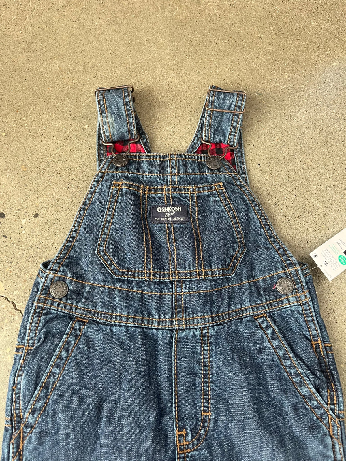 NWT OshKosh Buffalo Check Denim Overalls , Kids 2T