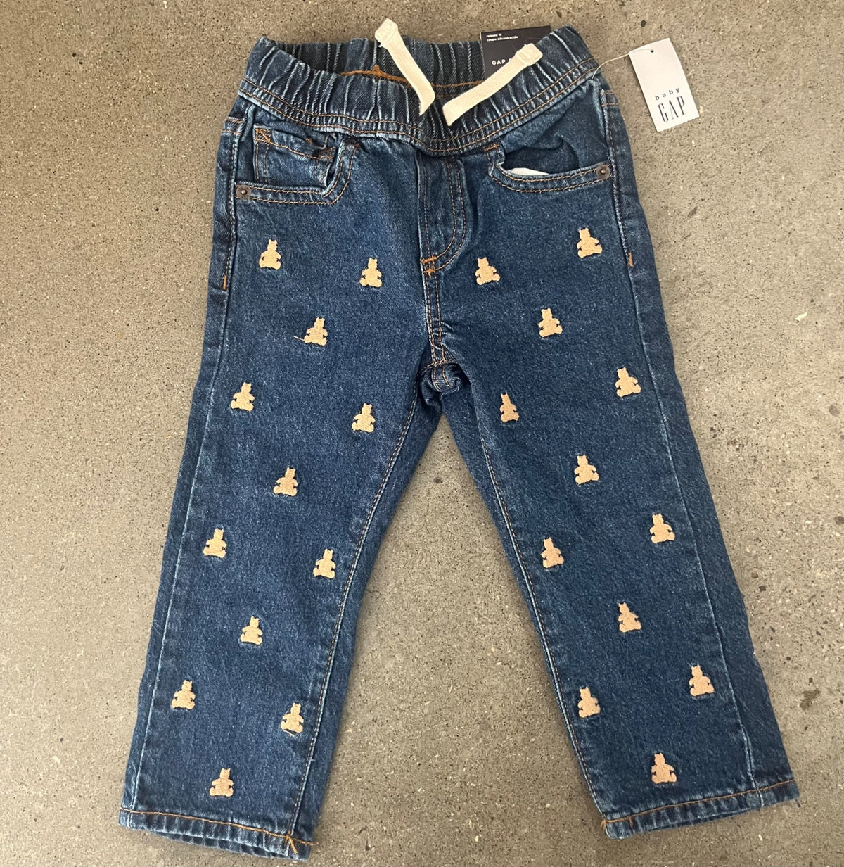 NWT Baby Gap Brannon Bear Embroidered Pull on Jeans , Kids 2T