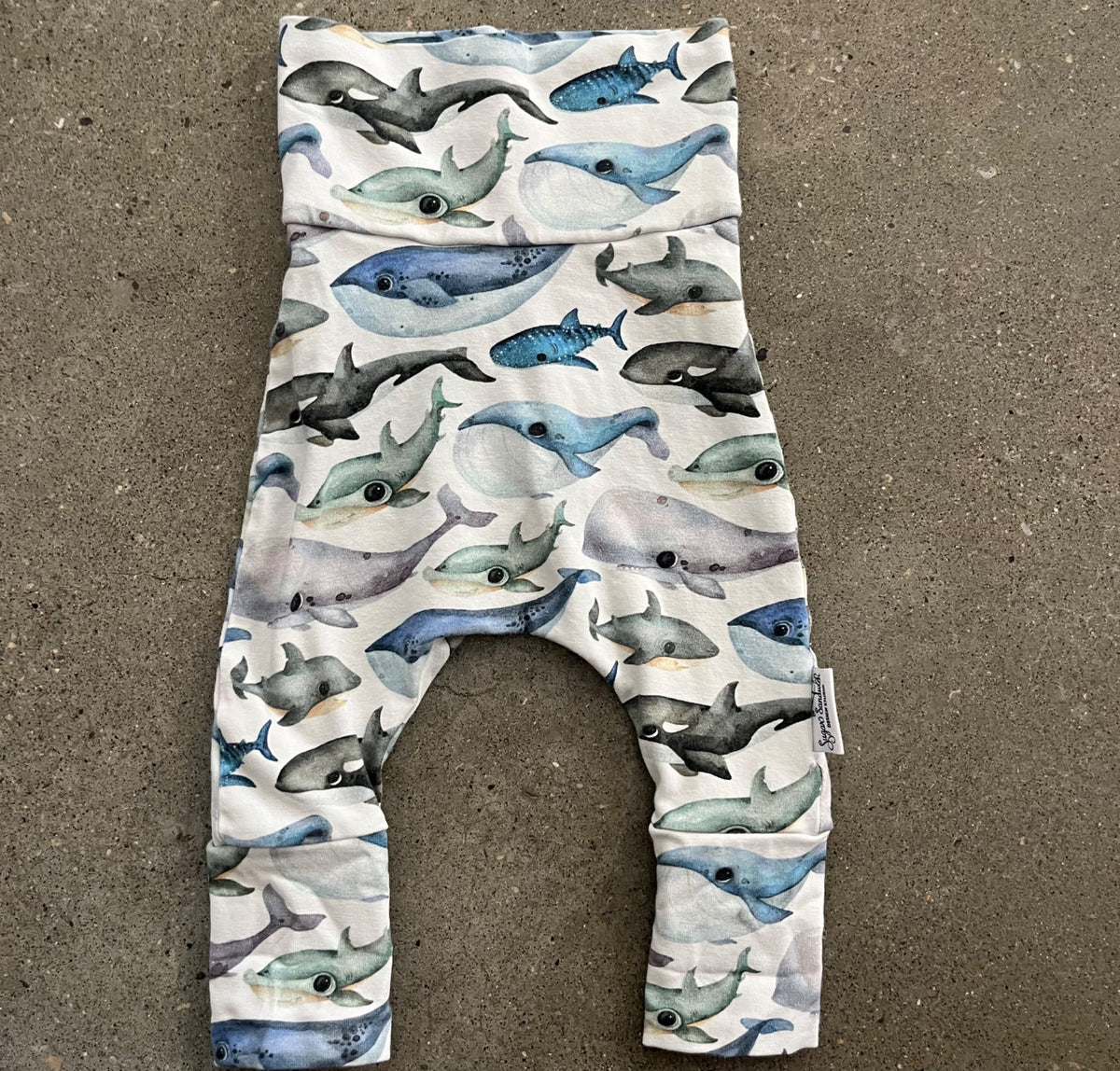 Infant Whale Print Pants (handmade in Canada), Kids 3 Month (0-3M)