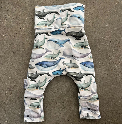 Infant Whale Print Pants (handmade in Canada), Kids 3 Month (0-3M)