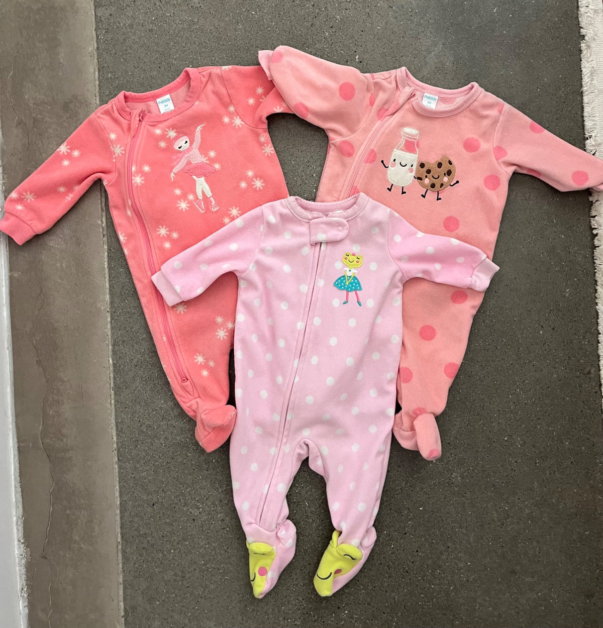 Three Fleece Sleepers , Kids 3 Month (0-3M)