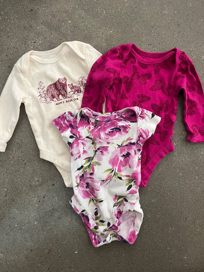 Three Baby Girl Bodysuits , Kids 3 Month (0-3M)