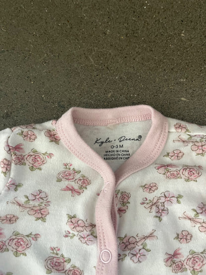 Two Baby Girl Floral Print One Piece Outfits  , Kids 3 Month (0-3M)