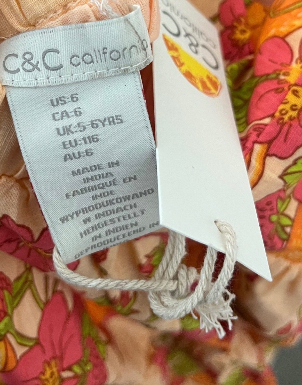 NWT C&C California Fruit Print Dress w/Clutch & Headband, Kids 6/6X