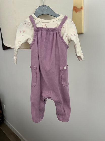 Baby Girl 2-Piece Long-Sleeve Overall Set , Kids 3 Month (0-3M)