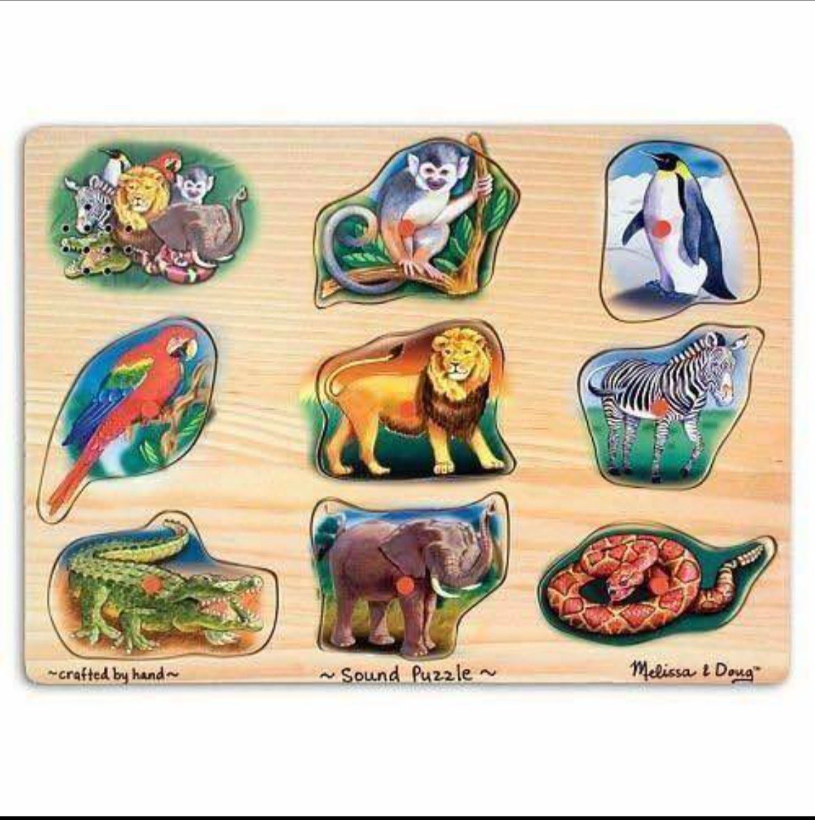 Melissa & Doug Animal Noises Wooden Peg Puzzle