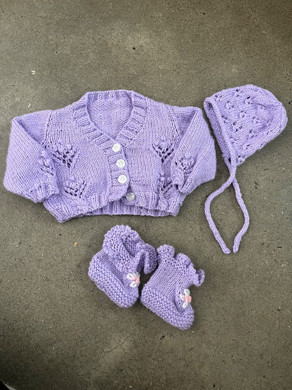 Baby 3-Piece Hand Knit Set , Kids 3 Month (0-3M)