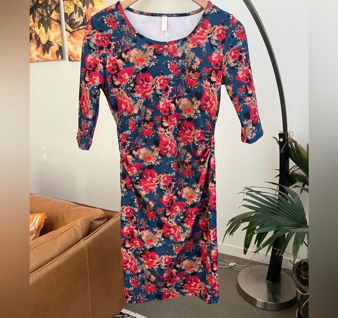 NWT PinkBlush Fitted Floral Print Maternity Dress, Maternity S (4-6)