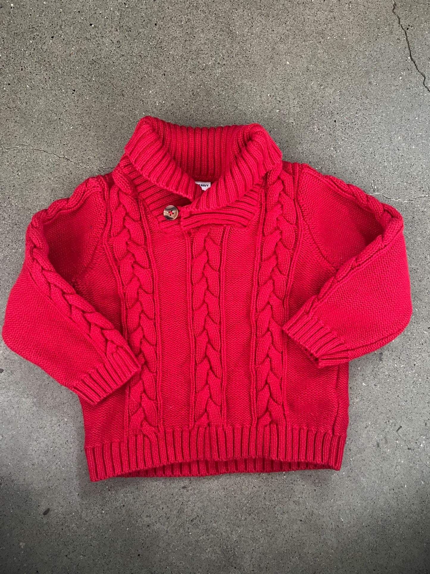 Red Cotton Knit Sweater , Kids 18 Month (12-18M)