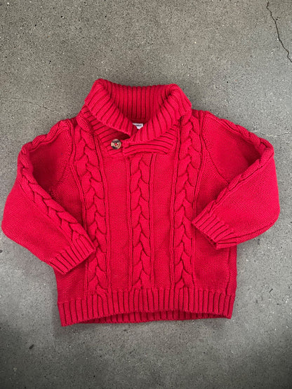 Red Cotton Knit Sweater , Kids 18 Month (12-18M)