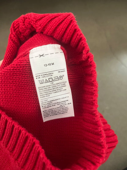Red Cotton Knit Sweater , Kids 18 Month (12-18M)
