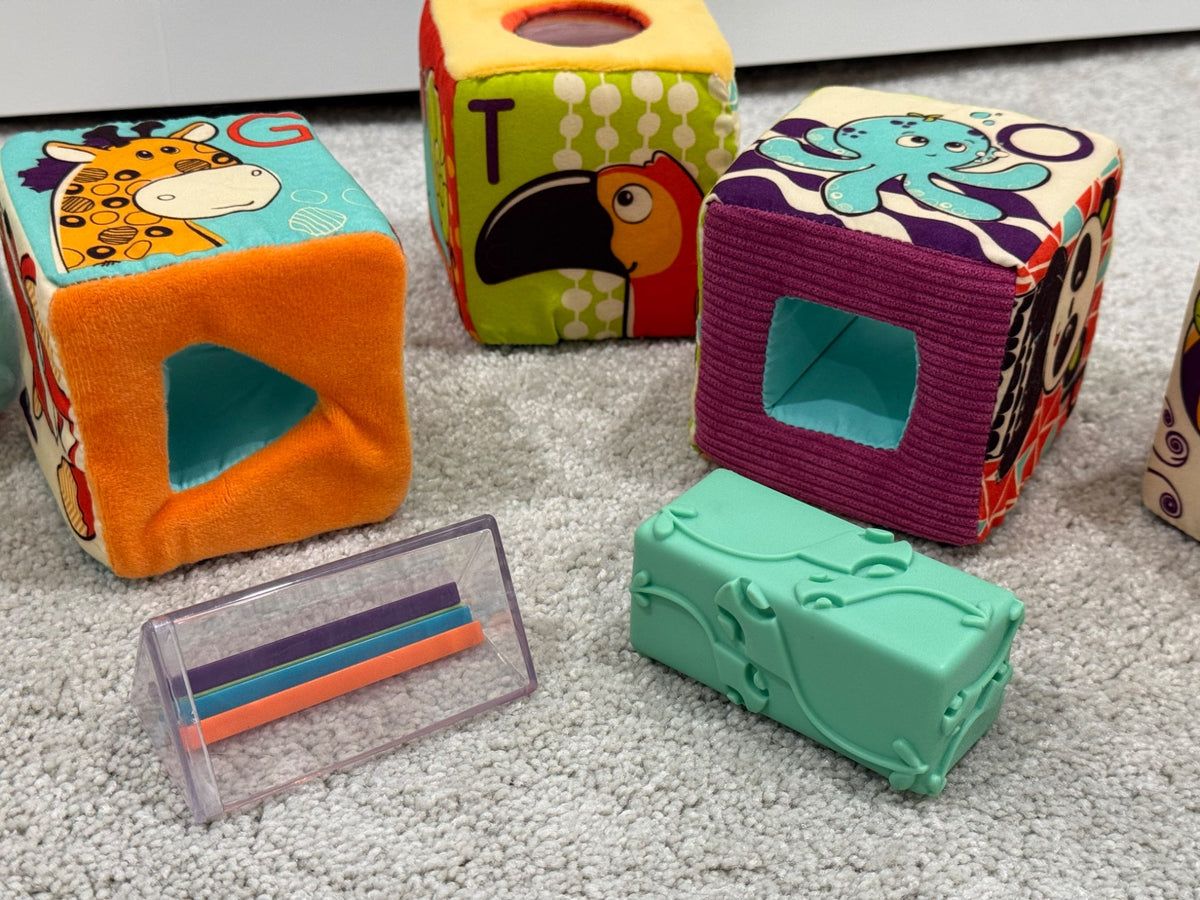 B. Toys Soft Fabric Building Blocks, retail $30.96
