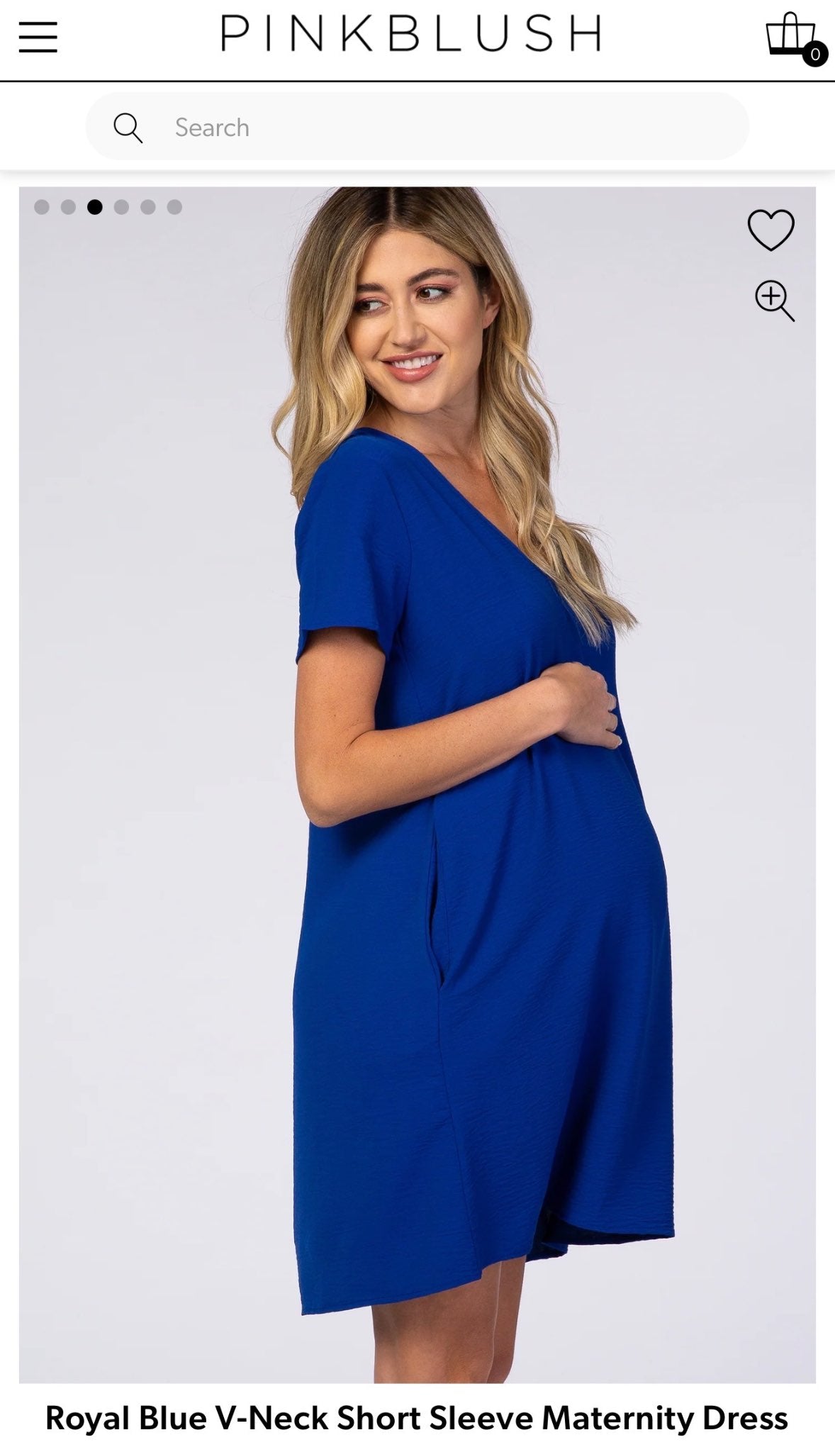 PinkBlush Short-Sleeve V-neck Maternity Dress, retail $79.65, Maternity S (4-6)