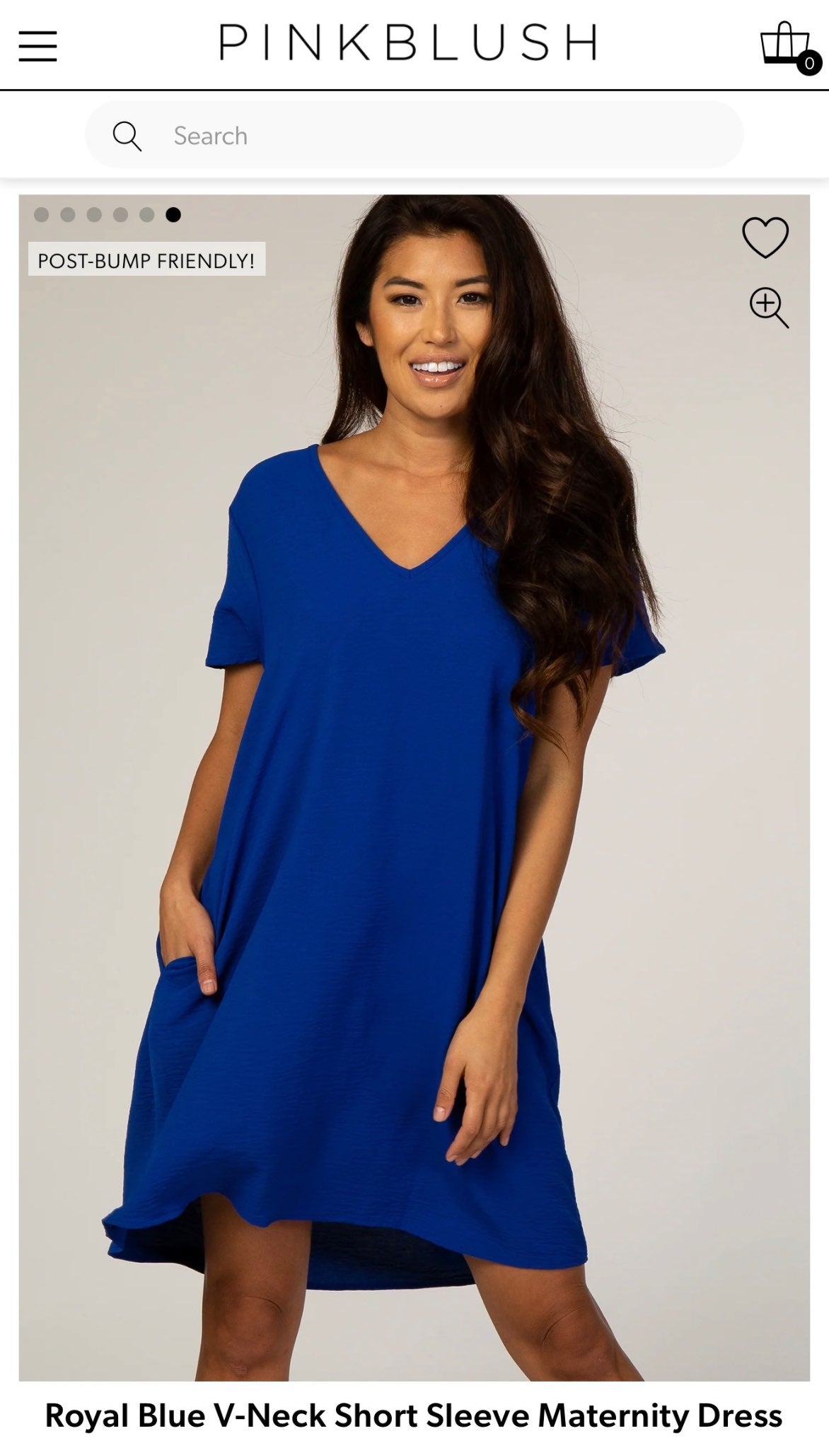 PinkBlush Short-Sleeve V-neck Maternity Dress, retail $79.65, Maternity S (4-6)