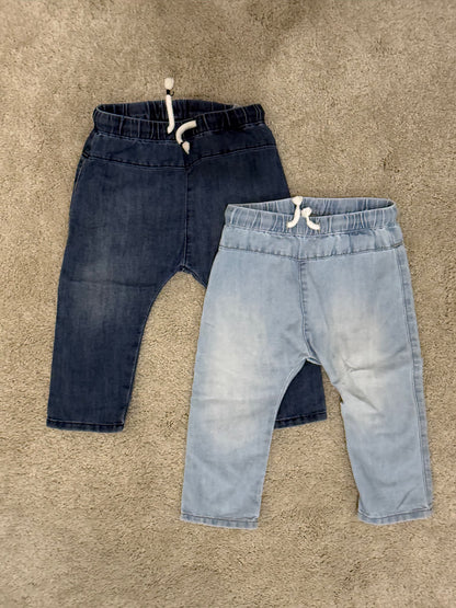 2-Pack H&M Denim Joggers, size 12M, retail $29.99, Kids 12 Month (9-12M)