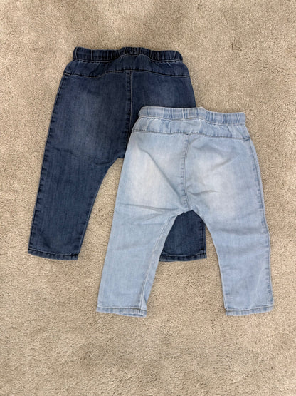 2-Pack H&M Denim Joggers, size 12M, retail $29.99, Kids 12 Month (9-12M)