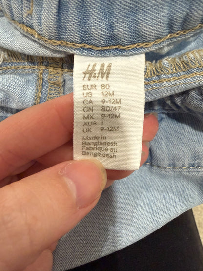 2-Pack H&M Denim Joggers, size 12M, retail $29.99, Kids 12 Month (9-12M)