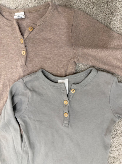 2-Pack H&M Long-Sleeve Henley Shirts, size 12M, retail $27.99, Kids 12 Month (9-12M)
