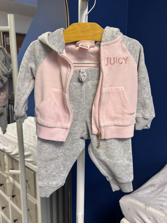 Pink, Grey and Sparkly Juicy Couture Sweat Suit , Kids 6 Month (3-6M)
