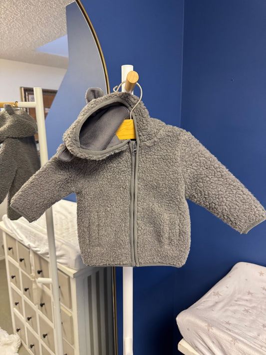 Grey Fleece Jacket, Kids 6 Month (3-6M)