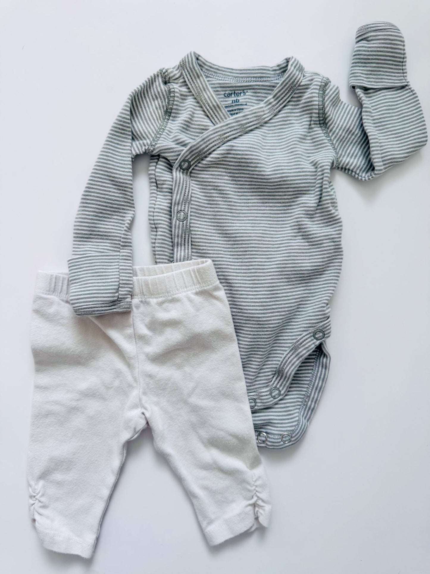 Grey striped outfit (Top & Bottom), Kids Newborn
