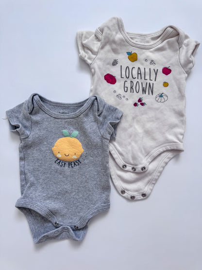 2 Indigo Baby Cotton One Pieces, Kids 3 Month (0-3M)