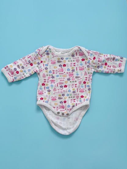 Ditzy Fun Rabbit Print Top and Pink Bottoms, Kids 3 Month (0-3M)