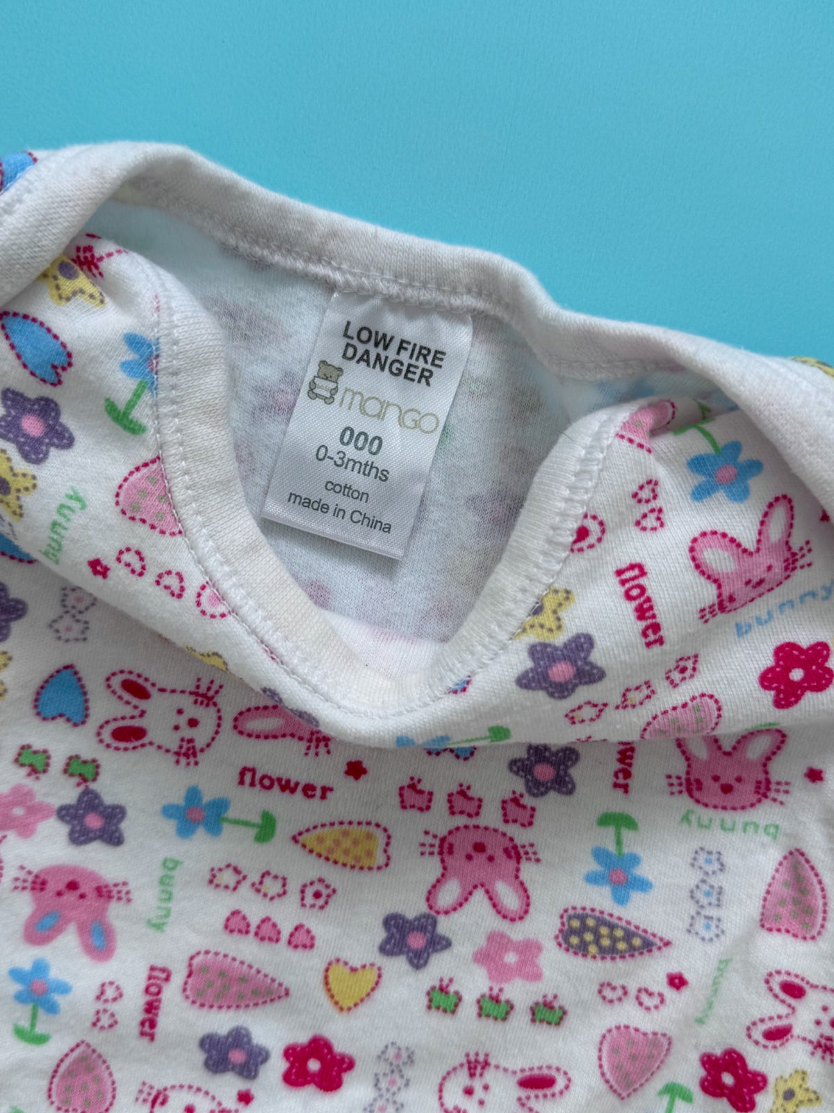 Ditzy Fun Rabbit Print Top and Pink Bottoms, Kids 3 Month (0-3M)