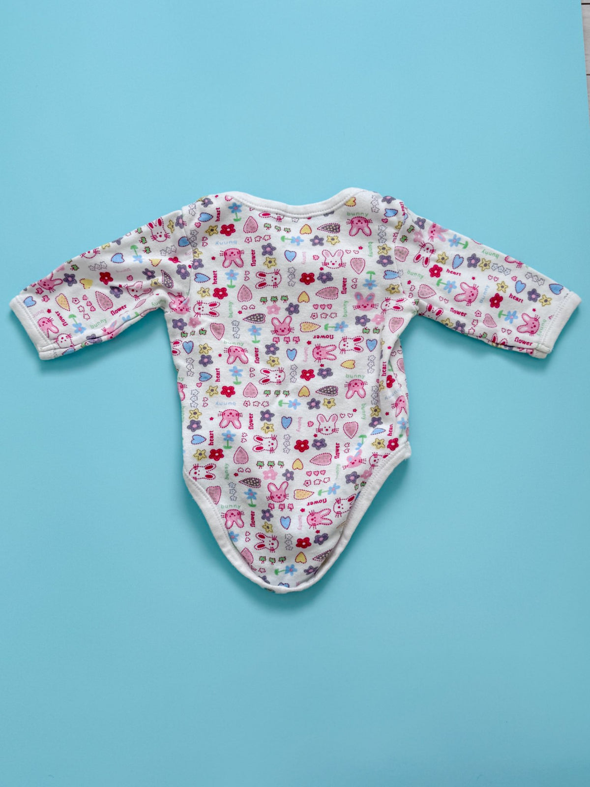 Ditzy Fun Rabbit Print Top and Pink Bottoms, Kids 3 Month (0-3M)