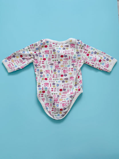 Ditzy Fun Rabbit Print Top and Pink Bottoms, Kids 3 Month (0-3M)