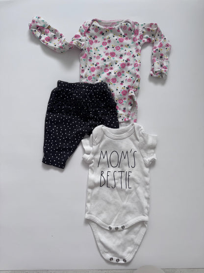 Moms Bestie and Spring Floral Girls Outfit, Kids Newborn