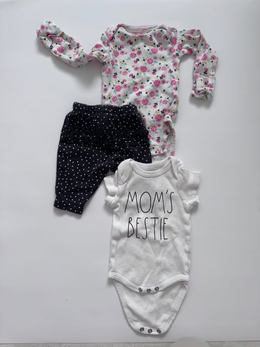 Moms Bestie and Spring Floral Girls Outfit, Kids Newborn