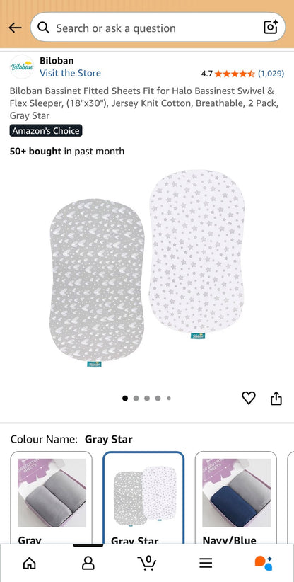 Biloban Fitted Sheets Stars and Hearts for Halo Bassinet or Swivel Sleeper